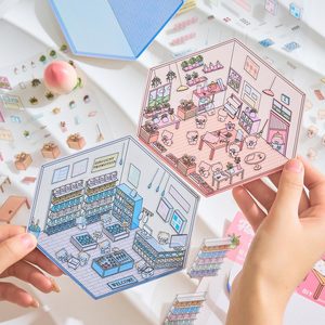 Pegatinas de Paisajes en 3D, Diseño de Dibujos Animados, Serie Little World, Escenas Creativas e Interesantes, Paquete de Pegatinas para <span class=keywords><strong>Collage</strong></span> DIY, <span class=keywords><strong>Arte</strong></span> Mural - Product Image 2