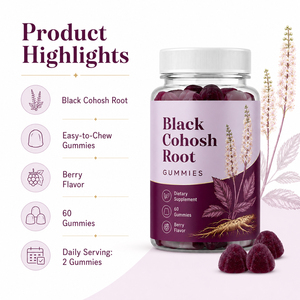 New Style Private Label Black Cohosh Root Extract Natural Herbal Immune Support 500mg Gummies 60 Count 2 Per Serving Adults GMP - Product Image 5