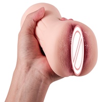 Mini-coupelle de masturbation réaliste à deux canaux en TPE, vagin artificiel, pour hommes - BJD-B043