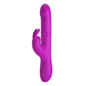 Pretty <strong>love</strong> Women Full Silicone Rabbit Vibrator Thursting Dildo Vibrator Telescoping and Rotating-bead <strong>Wand</strong> - Product Image 4