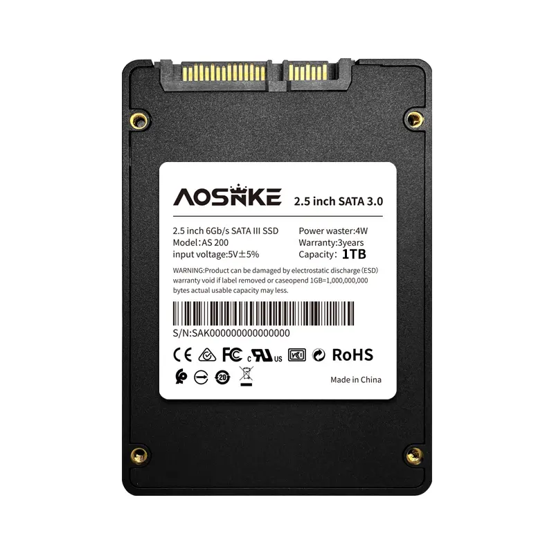 Aosenke toptan fabrika fiyat 1TB 2.5 inç M.2 SATA 2.5 SSD sabit Disk katı hal sürücüler