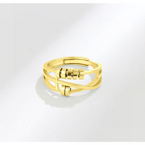 JJ0036 S925 خاتم قلق من الفضة الإسترلينية قابل للتعديل للنساء والرجال حلقات سلام فيدجيت دوار خواتم عتيقة وعد الزفاف خواتم الإبهام - Product Image 4