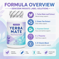 Capsules de Yerba Maté en Marque Blanche OEM ODM Formule Personnalisée Conception Artistique Énergie Naturelle 60 Comprimés