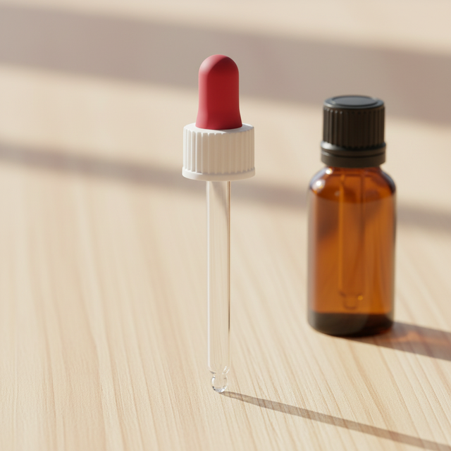 Glass Dropper 18-410 with Red Silicone Bulb and 18-410 White Dropper Cap