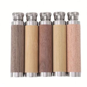 Botella de Acero Inoxidable Tubular con Fondo Redondo, Diseño de Madera/Bambú, Venta al Por Mayor - Product Image 1