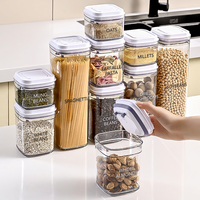 Conteneur de stockage alimentaire hermétique de 350 ml à 1800 ml avec couvercle à bouton-poussoir, boîte de rangement anti-humidité pour pâtes, spaghetti, céréales