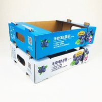 Ecologische, recyclebare, stapelbare golfkartonnen blauwe bessen doos met ventilatiegaten en matte laminatie