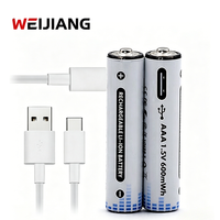 Batterie au lithium rechargeable USB-C AA innovante 600-2600mWh, charge rapide en 1,5h avec voyant lumineux pour manette de jeu