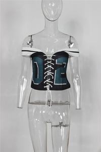 أزياء Y2K ضمادة لطيف قطعتين مجموعات النساء الخامس الرقبة الدانتيل ضمادة ضئيلة أعلى المحاصيل و مصغرة منتفخ التنورات ملابس - Product Image 5