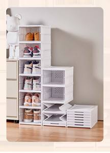 Boîtes de rangement pour chaussures en plastique transparent pliables à 3 niveaux, organisateurs de rangement pour chaussures pour la maison, boîte de rangement pour chaussures à 3 niveaux - Product Image 4