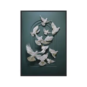 Contemporary Hotel Project Artwork Modern 3D Doves Paper Wall Art Decor