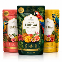 ZA Pack Custom Tropische Fruit Mylar Zakje Staande Pouch Premium Snack Verpakking Met Papegaai Ananas Mango Design