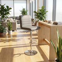 Chaise de bar haut de gamme avec dossier, pivotante, réglable en hauteur, sans accoudoirs, structure métallique, base ronde sur piétement