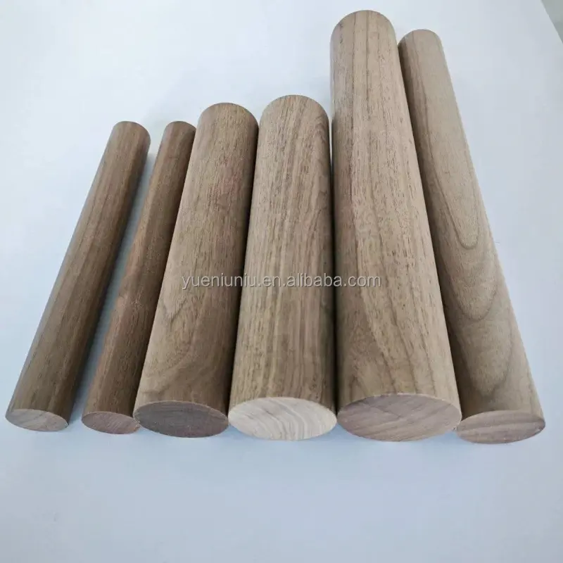 Multiple Size Solid Wooden Stick For Blank Unfinished Wooden Pole Walnut Wood Round Sticks