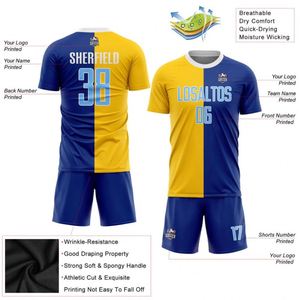 Ensemble uniforme et short bicolore bleu-jaune pour le football ou le soccer, idéal pour l'entraînement en équipe et les matchs de ligue - Product Image 5