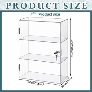 Vitrine en acrylique avec portes verrouillables, 3 niveaux, transparente, pour <span class=keywords><strong>magasin</strong></span> de détail - Product Image 2