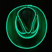 Chapeau de cowboy néon sans fil orange EL Glow avec plusieurs couleurs clignotantes pour adultes, artistes, décorations de fête de remise des diplômes