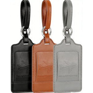 Étiquette à bagages en cuir PU personnalisée, protection de la vie privée, étiquettes à bagages, étiquette de bagages, ensemble d'étiquettes à bagages - Product Image 1