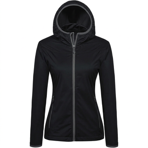 Chaqueta Deportiva con Capucha para Mujer Success Star, Negra, Cortavientos, con Cierre Completo, Manga Larga, Casual, Primavera, Spandex/Poliéster - Product Image 1