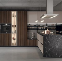 Armoire de cuisine haute automatique moderne européenne carcasse en acier inoxydable avec panneau de porte en mélamine armoire de rangement à îlot supérieur