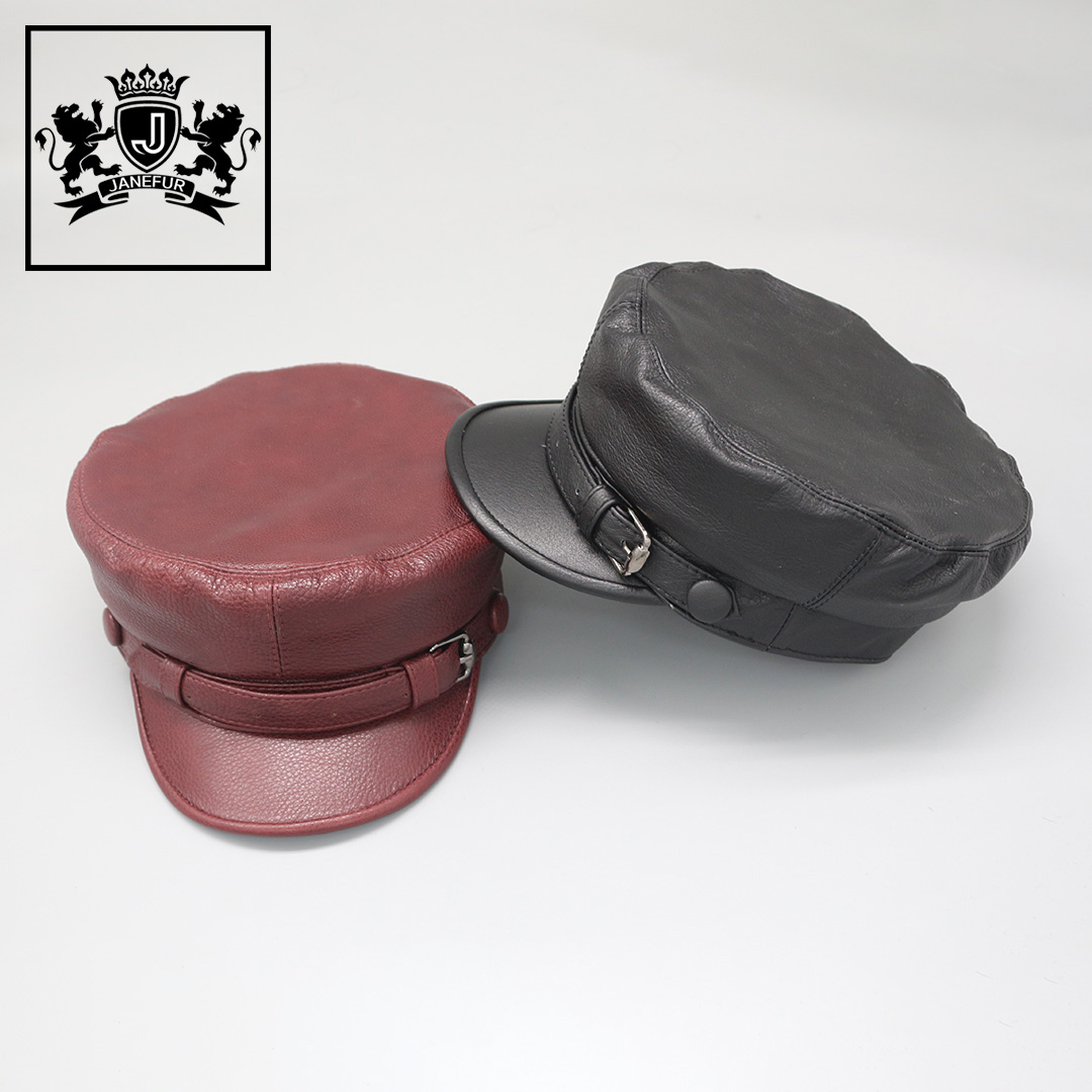 Модные плоские кепки унисекс из коровьей кожи, женские кожаные кепки на заказ