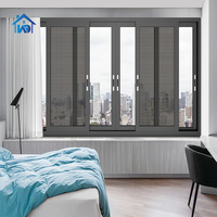 Fenêtre coulissante de sécurité en alliage d'aluminium à double vitrage, moderne, de style européen, à ouverture horizontale, avec moustiquaire suspendue, pour villa, résistante à la chaleur