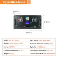 Baterai Lithium Semi-solid State LiFePO4 51.2V 100Ah untuk Penyimpanan Energi Surya Rumah Tangga Bluetooth/CAN/RS232/RS485/WiFi Casing Logam