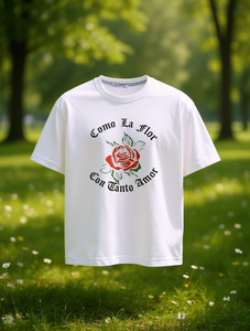 T-shirt Y2K con stampa floreale unisex, girocollo ampio, casual, in jersey di cotone a tinta unita, manica corta, regalo per festival, logo frontale - Product Image 2