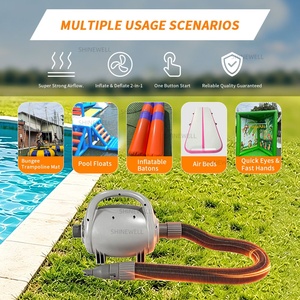 Pompe à air électrique SHINEWELL, gonfleur <span class=keywords><strong>et</strong></span> dégonfleur, pompe à air portable améliorée pour matelas pneumatique, flotteur de <span class=keywords><strong>piscine</strong></span>, <span class=keywords><strong>camping</strong></span> - Product Image 2