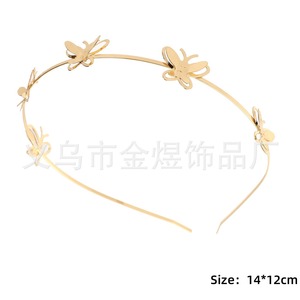 Serre-tête papillon doré en métal, accessoire de fête, style élégant et minimaliste - Product Image 2