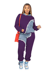 RUIQUWIN vente en gros ensemble de sweat à capuche tendance sweat à capuche décontracté personnalité Patchwork pantalons de survêtement ensemble de vêtements de sport pour femmes - Product Image 2