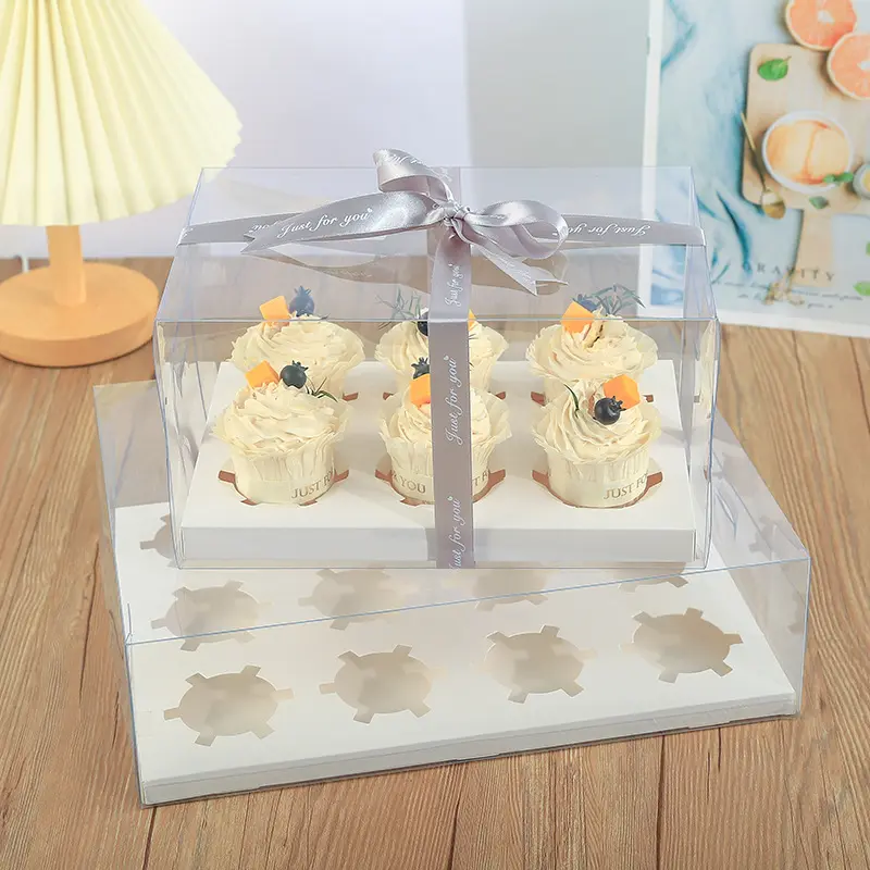 Cupcake Transparent Box 4/6/12 Muffin Cup Box Pastry Packaging Transparent Cupcake Plastic Box