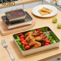 Boîte à lunch japonaise écologique en acier inoxydable 304, conteneur alimentaire rectangulaire avec couvercle
