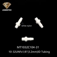 Nylon blanco 10-32UNF rosca macho 1/8 3,2mm lengüeta manguera cola rosca macho conectores de tubería accesorios de tubo roscado de plástico