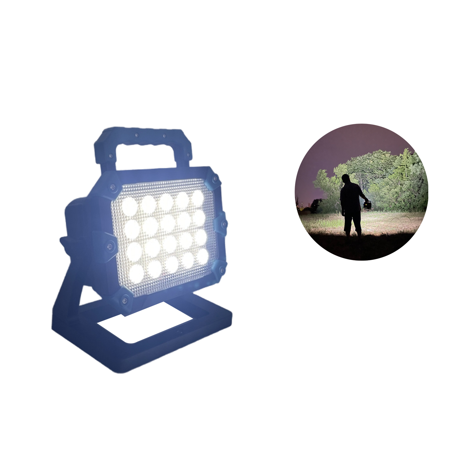 18V High Power Flood Beam Rechargeable LED Work Light 10000 Lumen Battery with Tripod Mount for Site Inspection for Garden Use