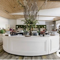 Comptoir de bar circulaire modulaire Sunzo en contreplaqué robuste, blanc, pour événements extérieurs, mariages et restauration commerciale