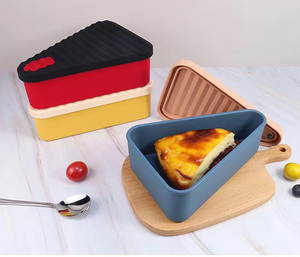 Wholesale Portable Personalised Storage <b>Box</b> Triangle Silicone Reusable <b>Pizza</b> Container With Lid - Product Image 2