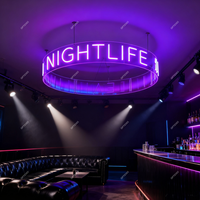 Enseigne LED murale circulaire à 360 degrés, enseigne de bar de discothèque, lampe de plafond, lumière néon flexible en acrylique personnalisée