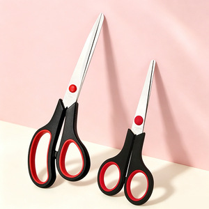 Stainless Steel Scissors Small C1TF8 Large C1TF7 Straight Head Home Office Craft Use Black Red Handle - Product Image 3