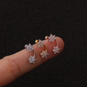 Pendientes Piercing de acero inoxidable para el cartílago, pendientes con zirconia cúbica curvada, para el trago y la hélice - Product Image 4