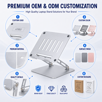 Hoogteverstelbare aluminium laptopstandaard, opvouwbaar, ergonomische notebookhouder, koelende computerhouder, OEM ODM groothandel fabriek