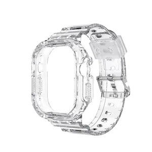 Cinturino orologio bracciale di ricambio custodia e fasce trasparenti TPU 49mm per Apple Watch 8 Ultra Watch cinturino