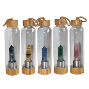 水瓶饮水器石英瓶男女通用热饮玻璃杯天然水晶柱宝石能量愈合玻璃