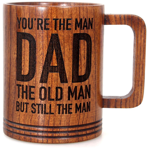 Regalos para papá Tazas de café divertidas Día <span class=keywords><strong>del</strong></span> Padre Regalos de cumpleaños Cool Dad Cumpleaños Regalos de Navidad Tazas de cerveza de madera grandes - Product Image 1