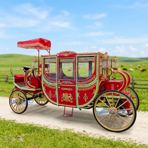 Calèche royale rouge Cendrillon / Fabricants de chariots à chevaux / Calèche à quatre roues / Véhicules électriques à chevaux - Product Image 1