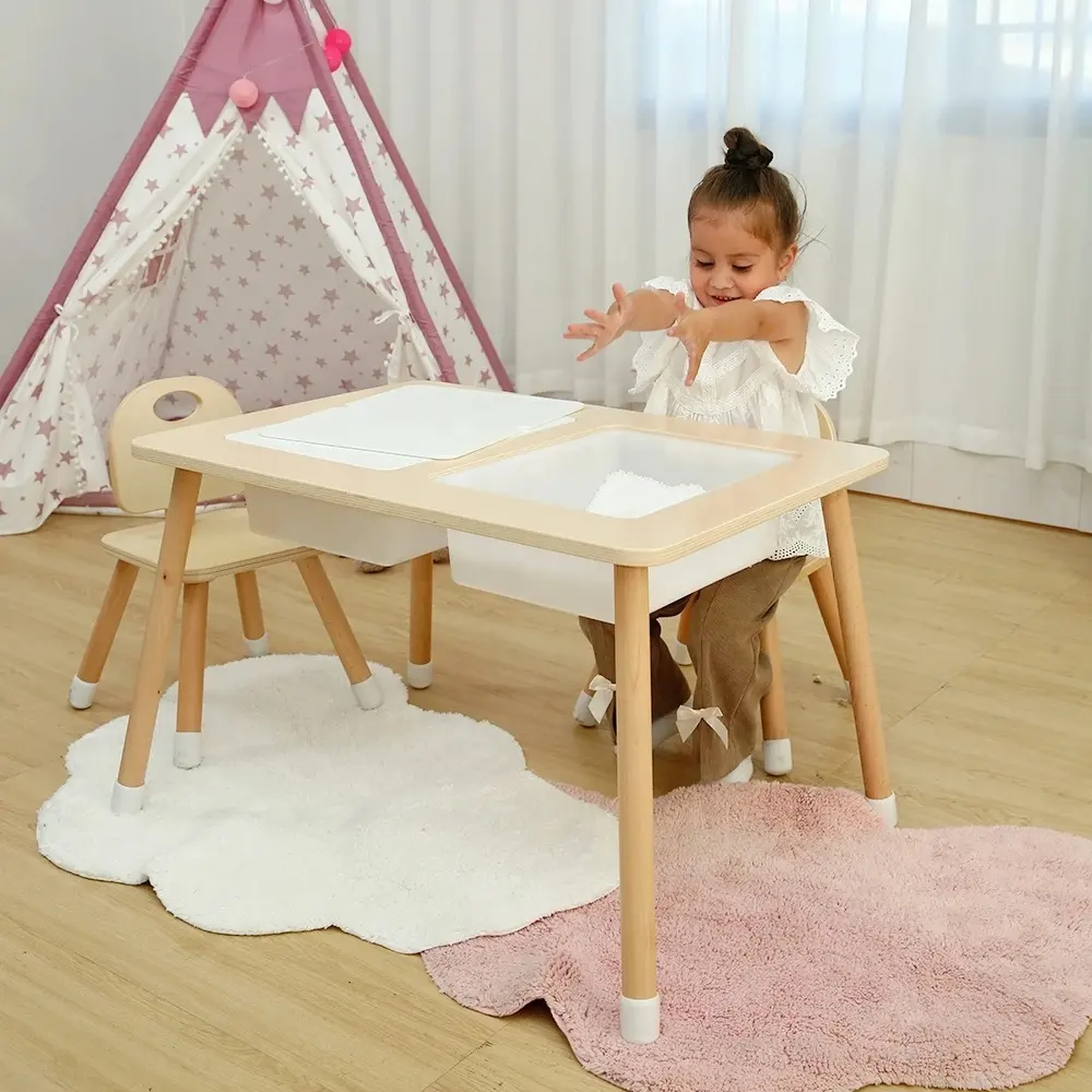 โต๊ะไม้ของเล่นสำหรับเด็ก,โต๊ะการเรียนรู้ตารางประสาทสัมผัสเฟอร์นิเจอร์สำหรับเด็กบล็อกสร้างทราย