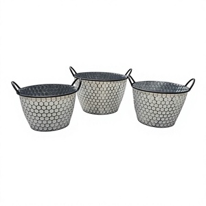 Rustic galvanized tub planter White patina Handmade outdoor <b>large</b> planter Galvanized pot for <b>plants</b> - Product Image 1