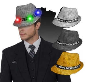Custom LED Sequin Fedora Jazz <b>Hat</b> <b>for</b> Halloween New Year <b>Wedding</b> & Concert Parties-Colorful Light-Up Event Decoration Supply - Product Image 5