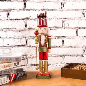 थोक चमक खिलौना 15 इंच 38cm उच्च कस्टम कैंडी लकड़ी सरौता सैनिक गहने क्रिसमस की सजावट के लिए