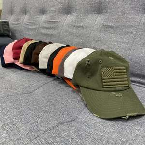 Casquette de baseball sportive à 6 panneaux en coton non structuré à profil bas avec patch brodé drapeau USA, style Dad Hat vieilli personnalisé - Product Image 4